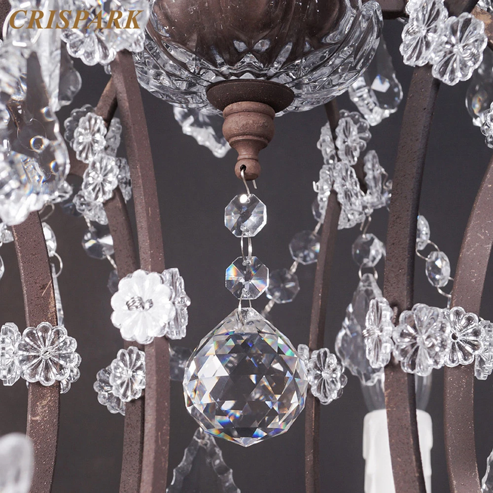 19th C. Rococo железная и Хрустальная настольная лампа сельская вилла Кристальное