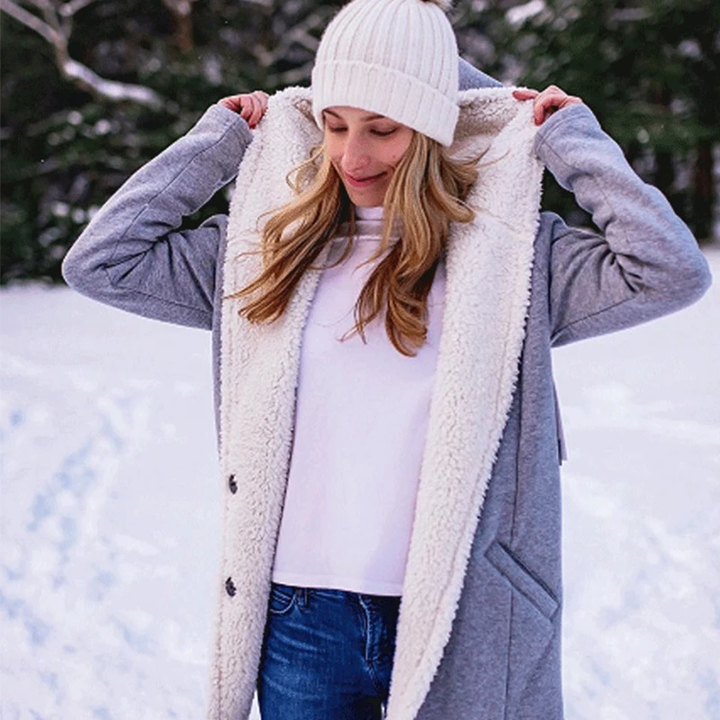 Liva girl 2019 Зимние теплые пальто Для женщин шерсти Однобортный Artificil Шерстяное