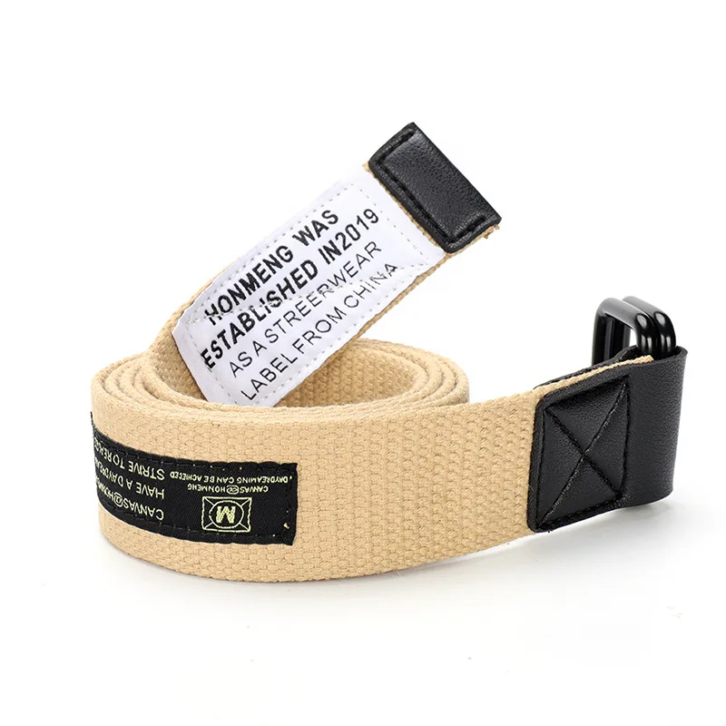 

Adults Adjustable All-Match Belt Unisex Korean Style Canvas Belts Vintage metal Buckle Elastic Solid Color Long Waistband