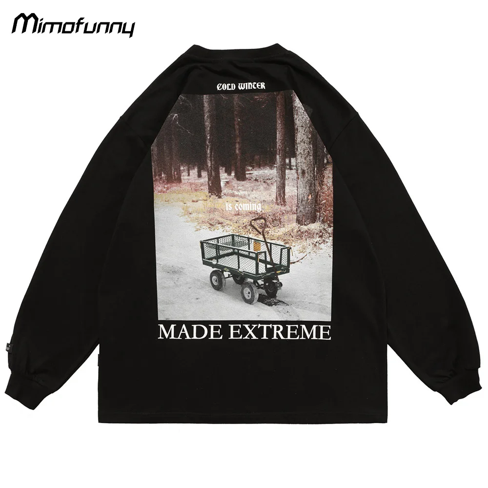 

Harajuku Sweatshirt Men Illustration Printed 3 Color Optional Pullover Casual Baggy Fashion High Street Hoodie Autumn Streetwear