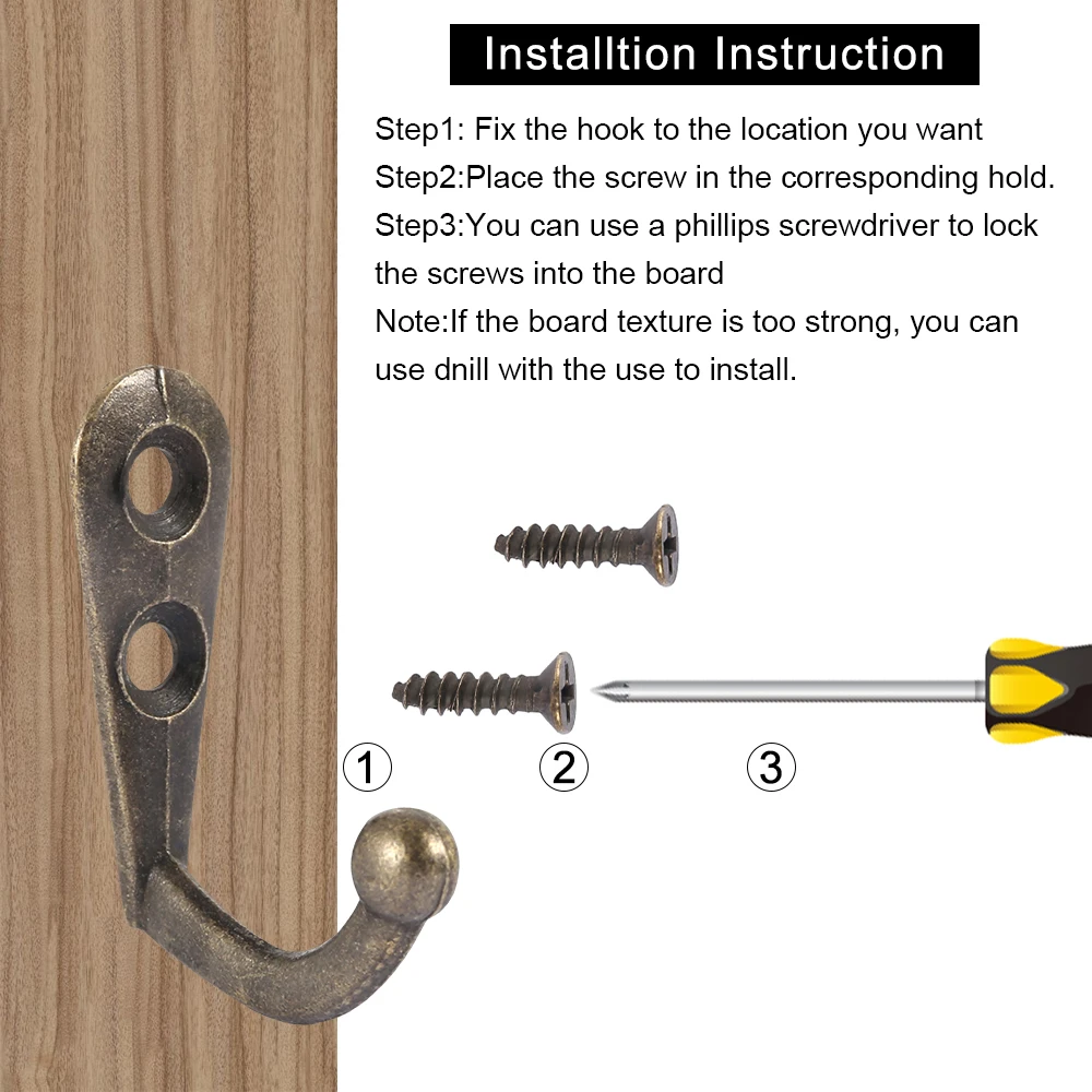 40 шт./лот одинарный крючок мини размер настенная Ретро вешалка для одежды шляпы