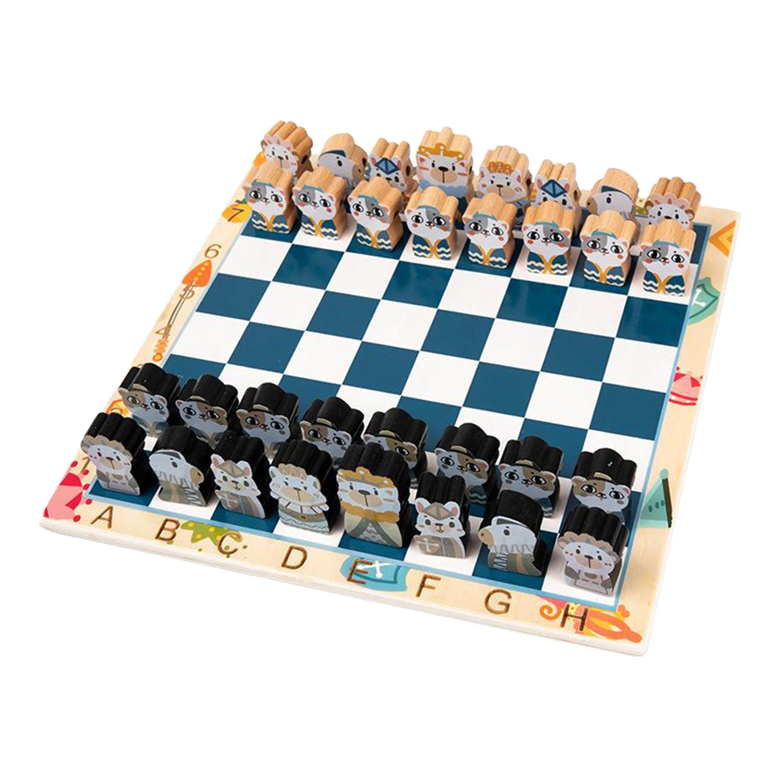 

Wooden Chess Game Cartoon Chess Pieces Set with 2inch King Traditional Board