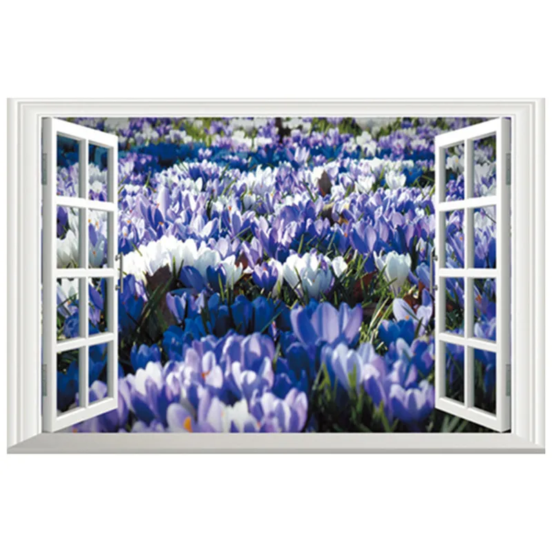 Наружные поддельные окна тюльпаны цветы 3d настенное Искусство Виниловые