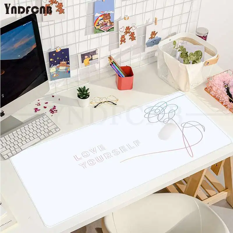

Love yourself Flower kpop Mat Rubber Gaming mousepad Desk Mat Size for large Edge Locking Speed Version Game Keyboard Pad