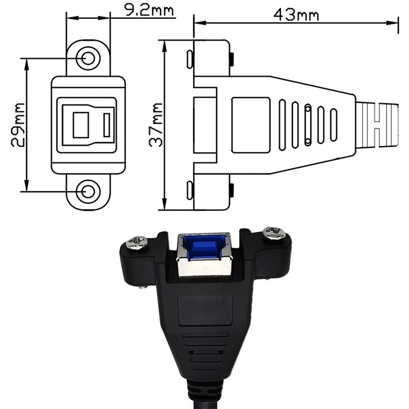 Панельное крепление USB 3 0 B мама к Micro папа с M2 винтовым замковым кабелем для