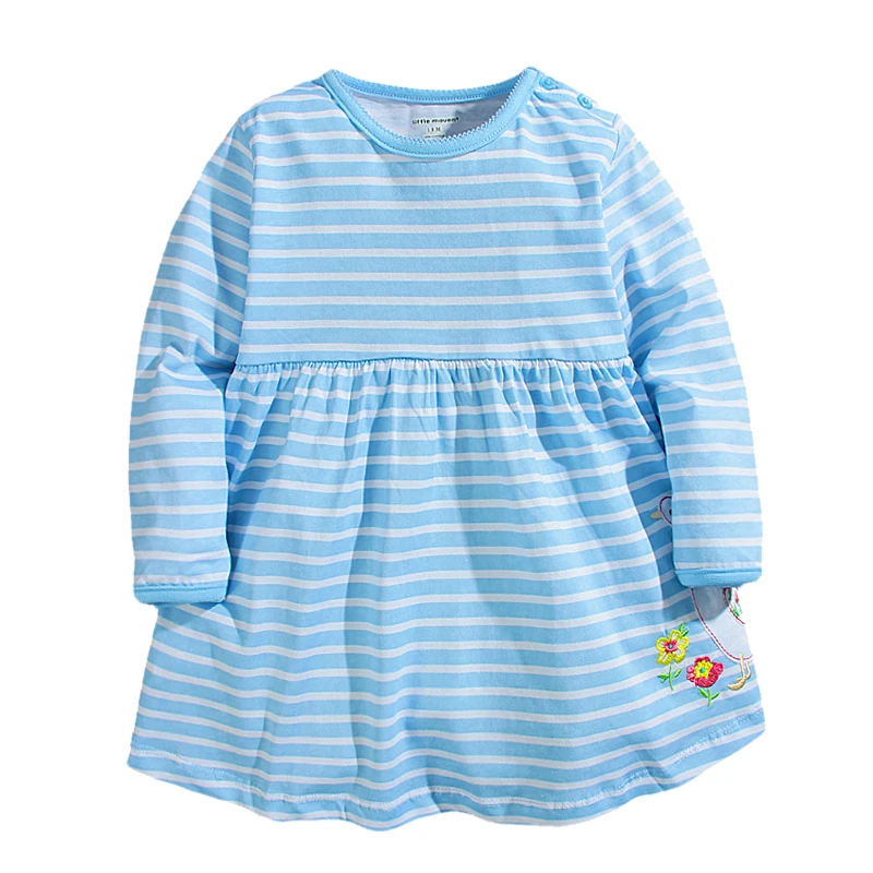 

Autumn Kid Dress With Long Sleeve Striped Dress Girls Clothing Cotton Applique Embroidery Girls Dress Brand Kids Dresses 1-6 Yrs