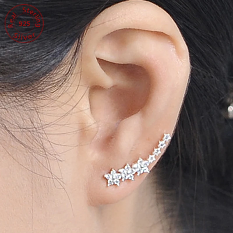 Однотонные свадебные серьги гвоздики из стерлингового серебра 925 пробы с