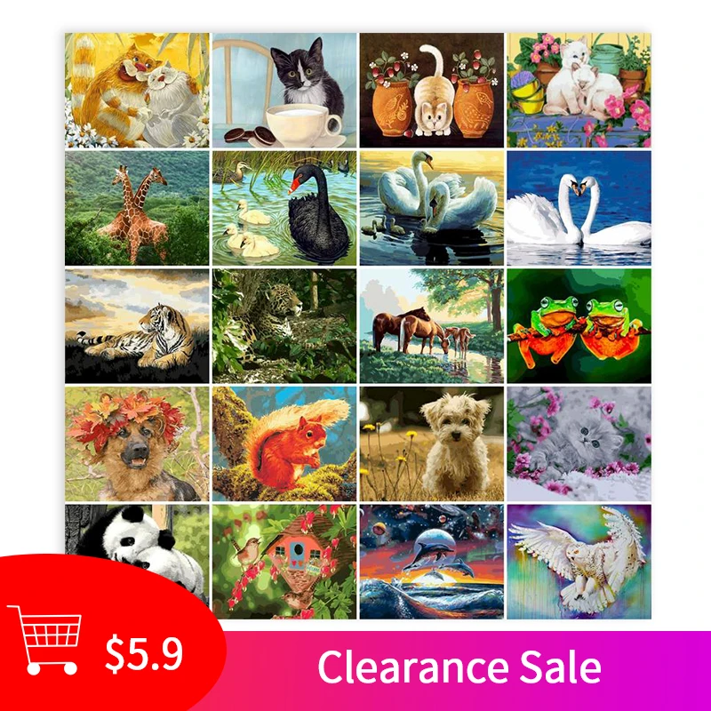 

GATYZTORY Oil Painting By Numbers 60x75cm DIY Paint By Numbers For Adult Kits Animals Frameless Canvas Painting Unique Gift