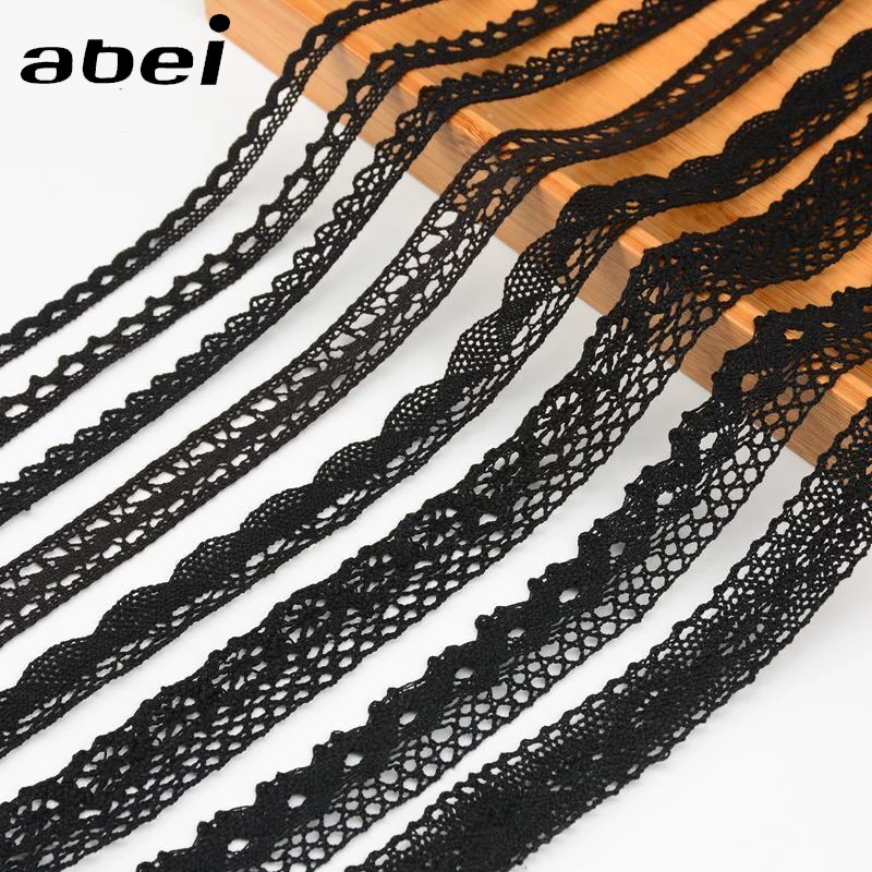 

10 ярдов/партия, черная хлопковая кружевная ткань 10-30 мм