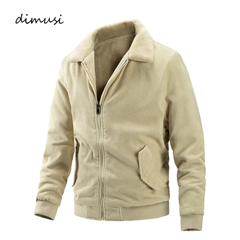 

DIMUSI Winter Men's Bomber Jacket Fashion Man Corduroy Cotton Warm Padded Coats Outwear Thermal Windbreaker Jacket Mens Clothing