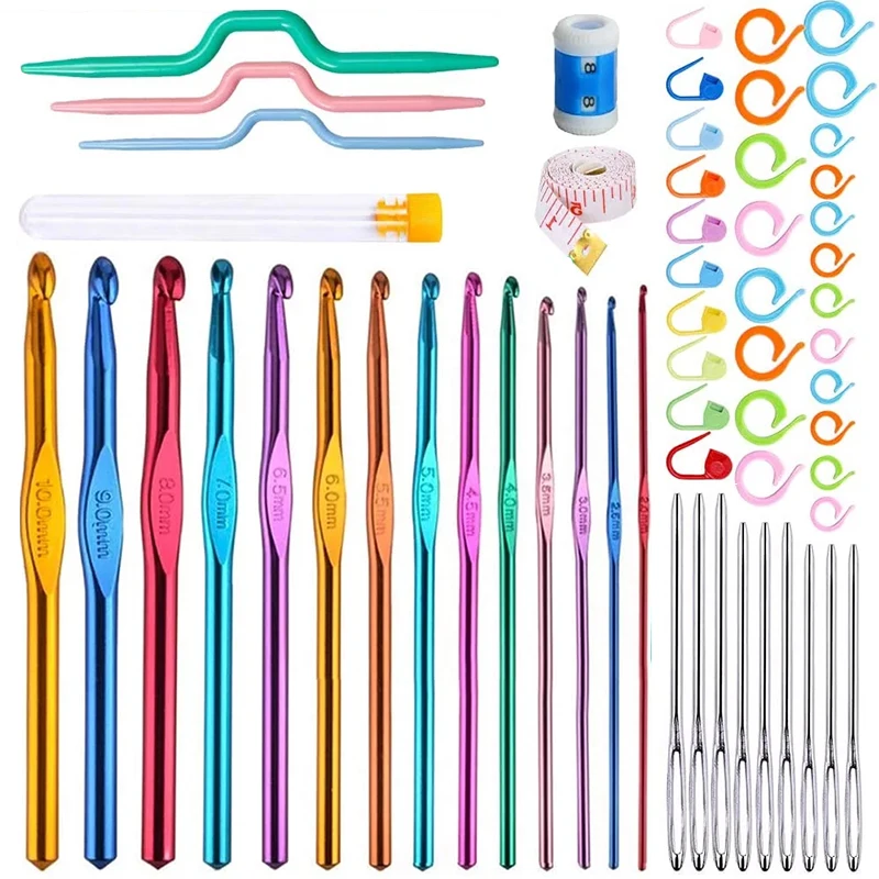 59 шт. набор для вязания крючком KAOBUY в комплекте Алюминиевые крючки и крупные