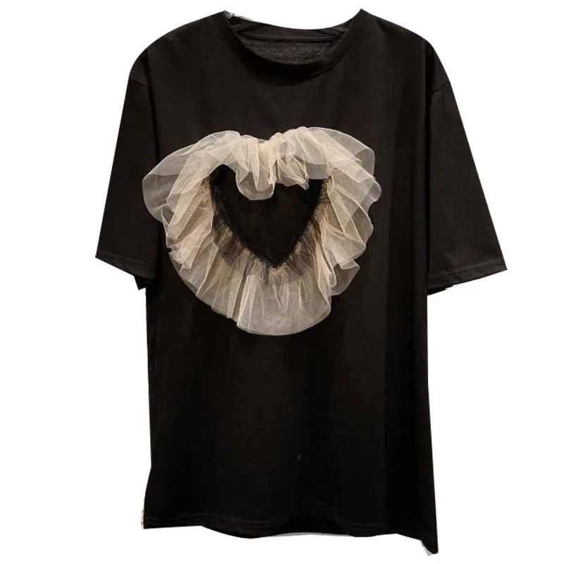 

2021 summer women t shirt new fashion love screen contrast design round neck short sleeve half sleeve t-shirt female