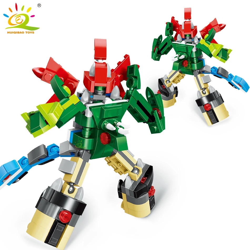 

HUIQIBAO 231PCS 10in1 Transformation Dinosaurs Robot Building Blocks Tyrannosaurus Velociraptor Pterosaur Bricks Children Toys