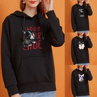 new hoodie harajuku cute puppy print sweatshirt ladies top autumn and winter korean couple top hooded black women sweatshirts