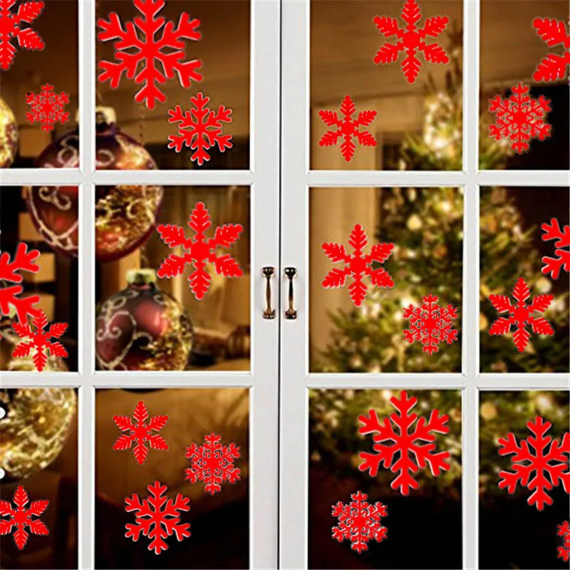 Рождественские украшения 27 шт./компл. настенные стикеры снежинки наклейки на