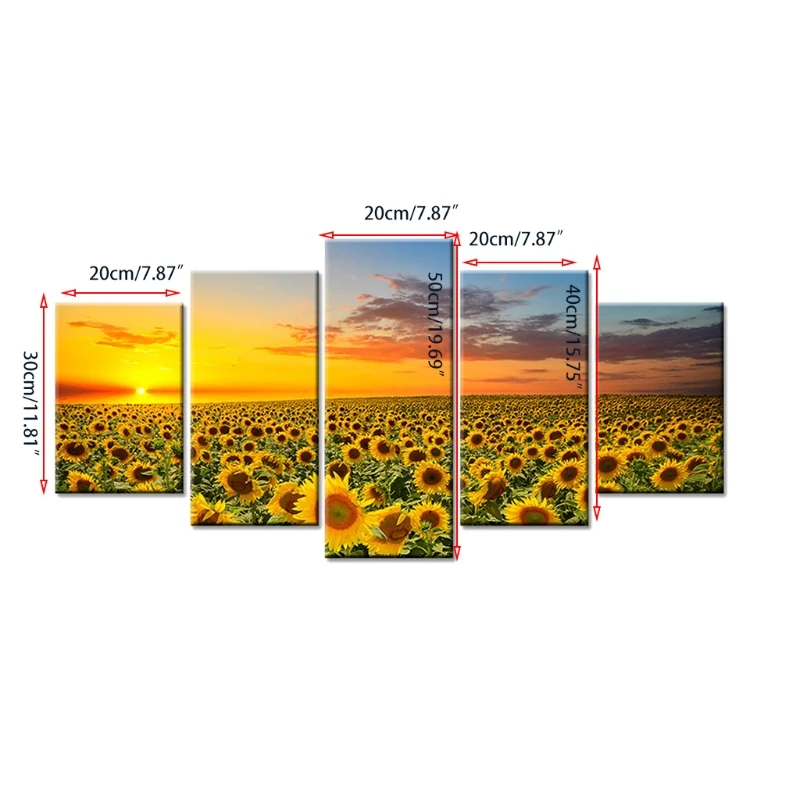 

5 Pieces Unframed Sunflower Art Canvas Prints Wall Pictures Modern Paintings for Living Room Bedroom Home Decorations