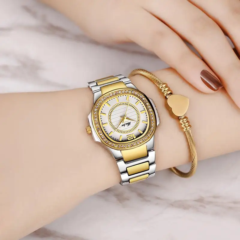 

MISSFOX Quartz Watch Women Luxury Brand Diamond Analog Patek Ladies Watches Water Resistant 18K Golden Clock Hour For Women Gift