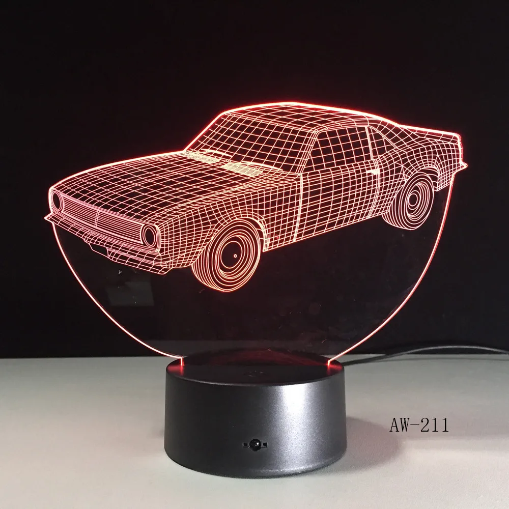 7 Color Change Decor Light Fixture 3 LED Car Shape USB Luminarias Vehicle Modelling Night Kids Sleep Desk Lamp 211 | Лампы и освещение