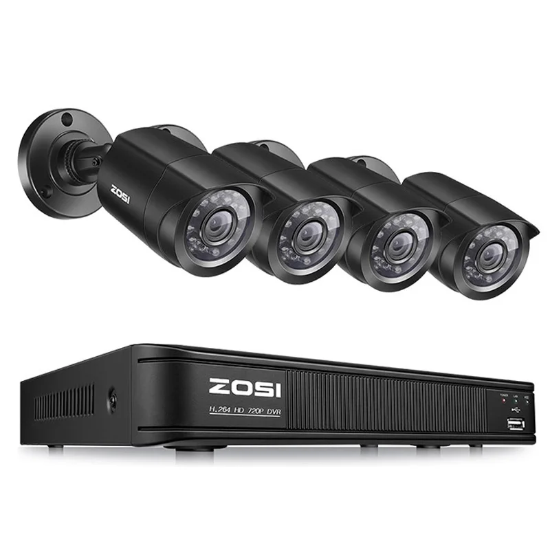 Black 1 ZOSI 8 канальный 720P камера безопасности Система 1080N DVR перезаказ с HD 1280TVL наружная CCTV купольная камера - Цвет: Black 1