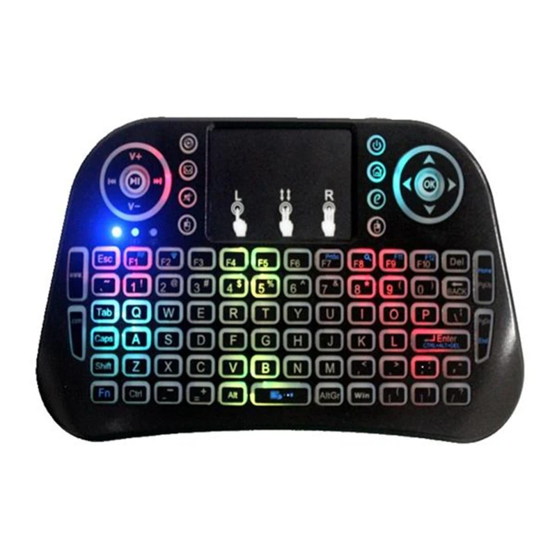 

I10 Mini Wireless Keyboard 7 Color Backlit Light 2.4G Air Mouse with Touchpad 203A