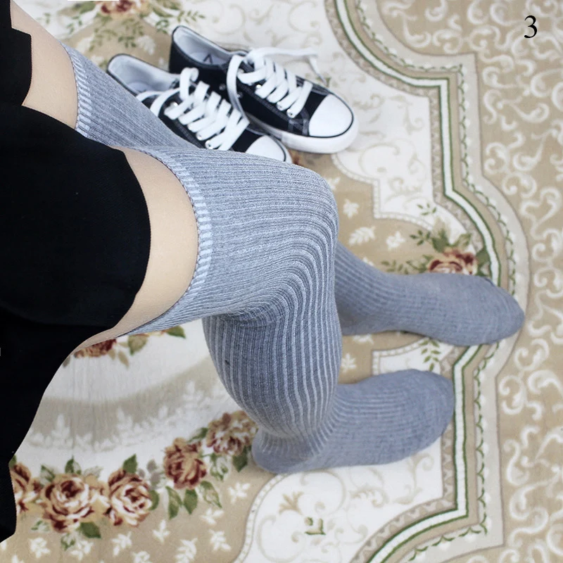 

Spring and autumn new knit long female Socks Japanese style solid over the knee socks Cotton Thick Long Stocking