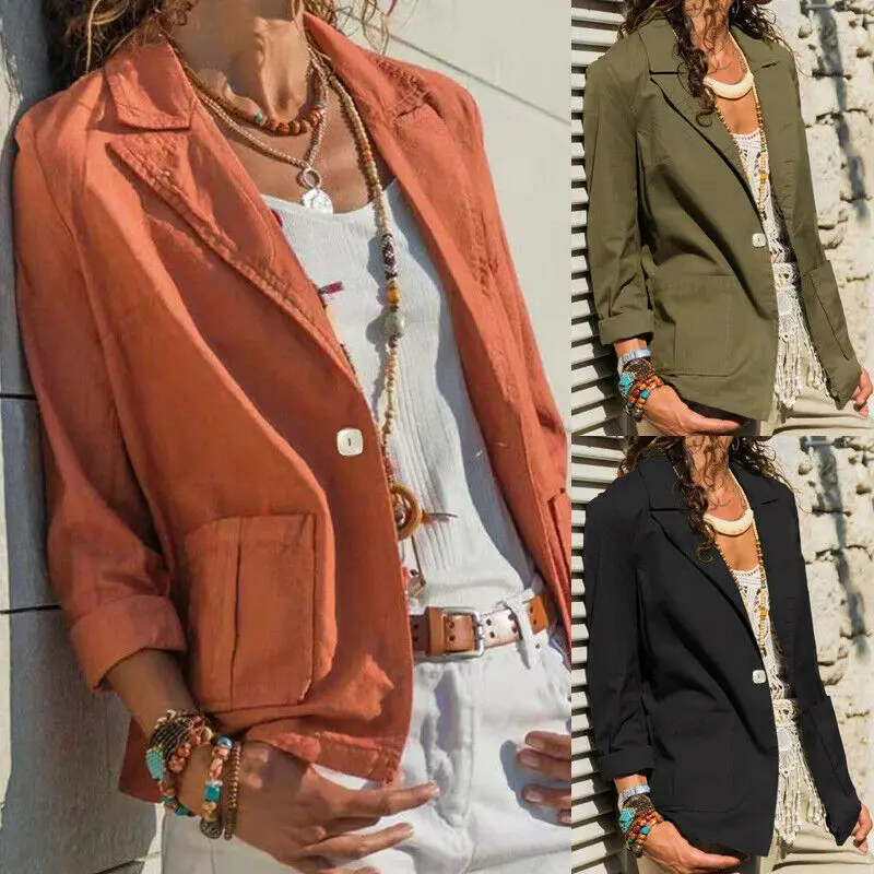 Женский Повседневный маленький пиджак приталенная длинная куртка 3 цветов