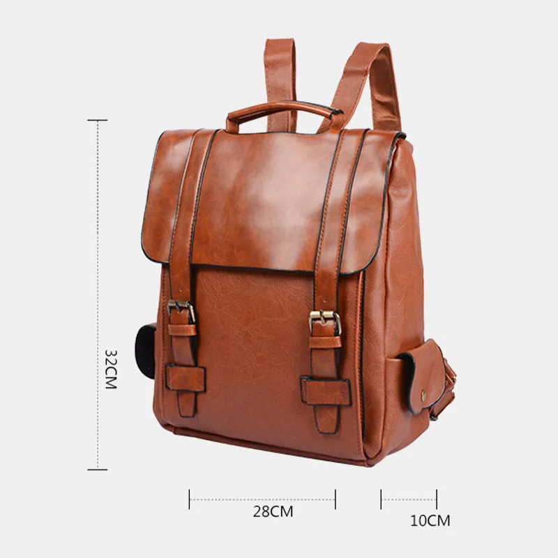 

Men's Waterproof Backpack PU Leather Korean Version Shoulder Bag College School Bags Outdoor Anti-theft Travel Backpacks Laptop