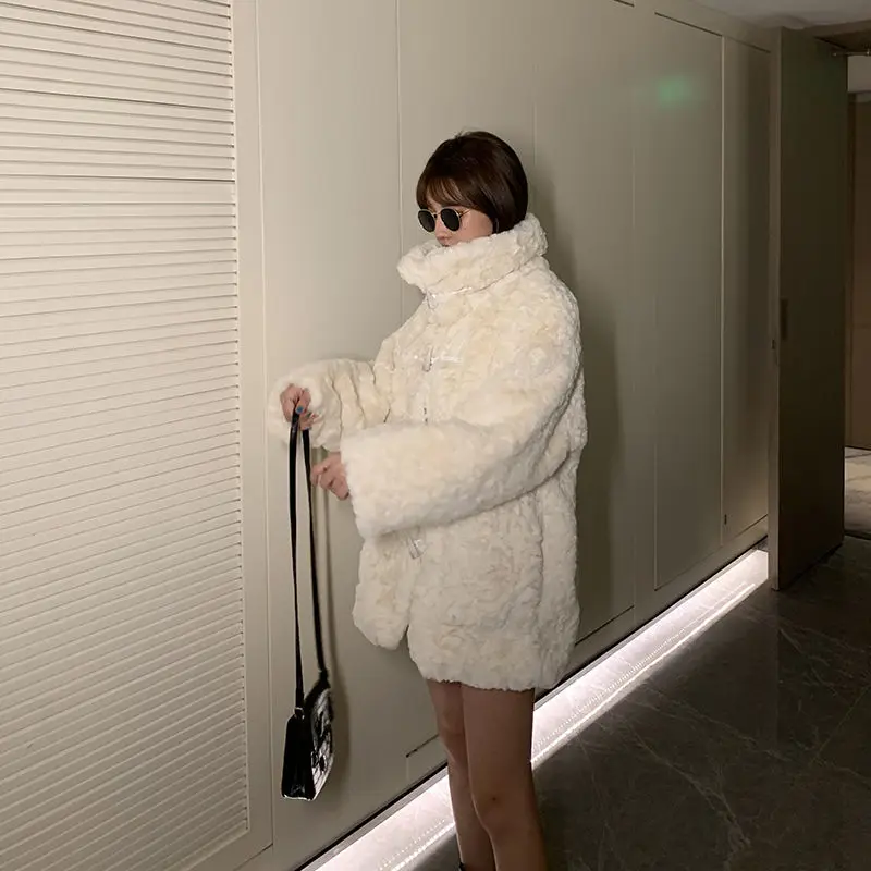 

Loose Lamb Faux Fur Coats Women Plus Size Casual Winter Plush Teddy Jacket Women Winter Jacket Fashion Thick Warm Overcoat Q79