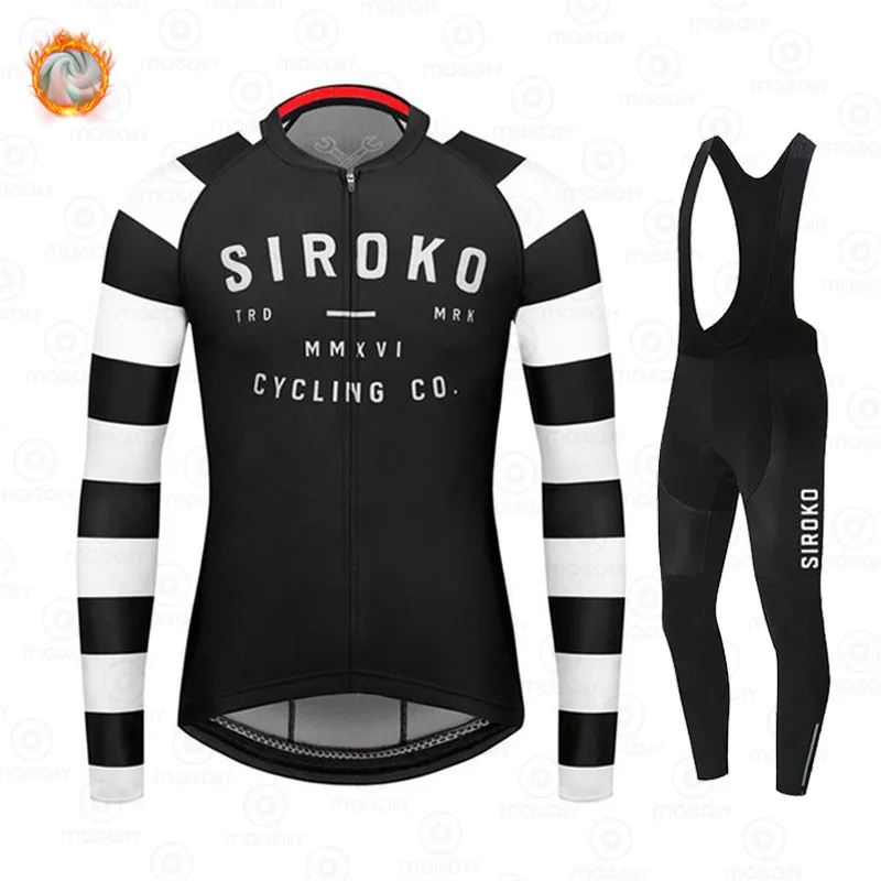 

Зимняя Теплая Флисовая веломайка SIROKO 2022 с длинным рукавом, Мужская одежда для велоспорта, униформа для горного велосипеда, комплект велосип...