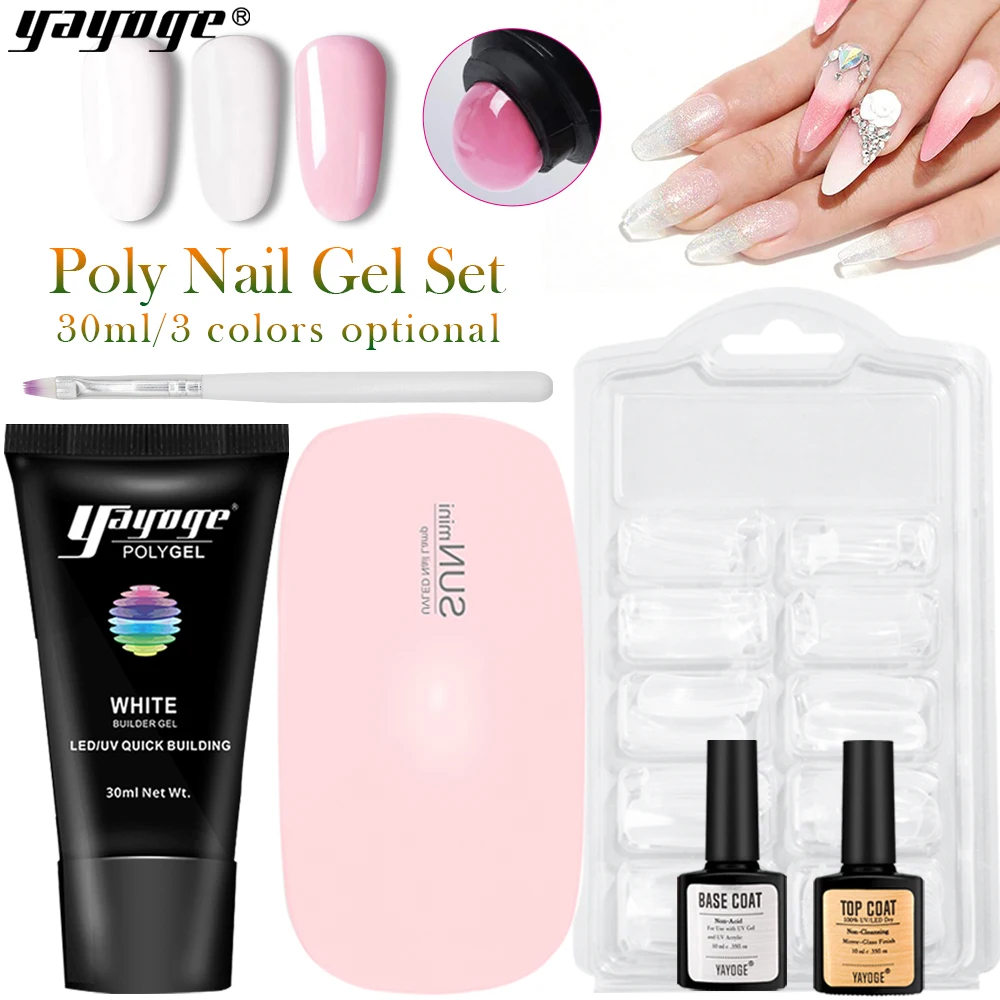 Yayoge поли гель для ногтей комплект со светодиодной лампы строитель Polygel набор гели