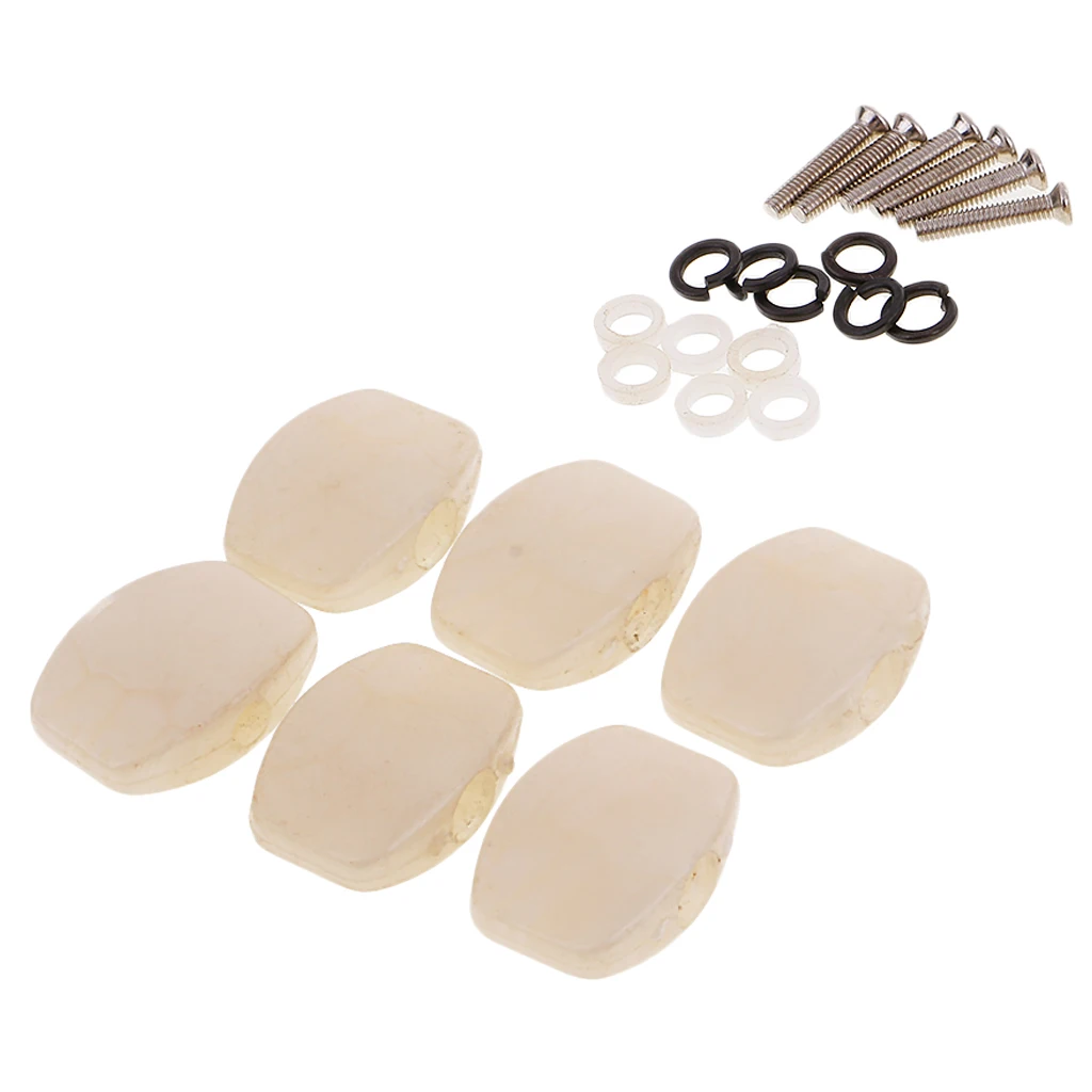 

Durable Pack of 6 PlasticTuning Peg Button Cap Machine Heads White for Acoustic/