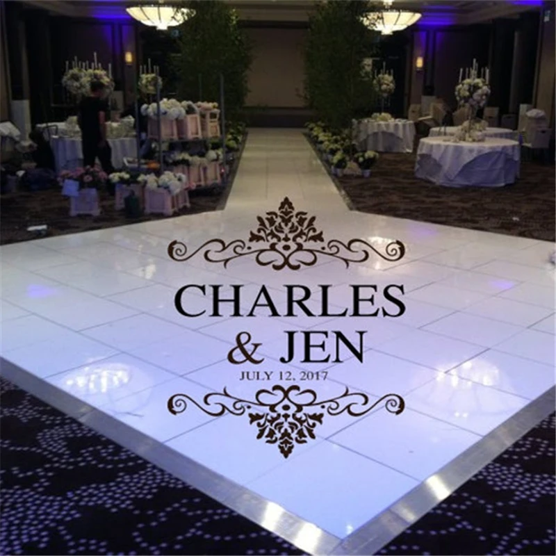 

Wedding Dance Floor wall sticker Wedding Day Fancy calligraphy Font Dance Floor Names Vinyl Lettering Decal home decor HY128