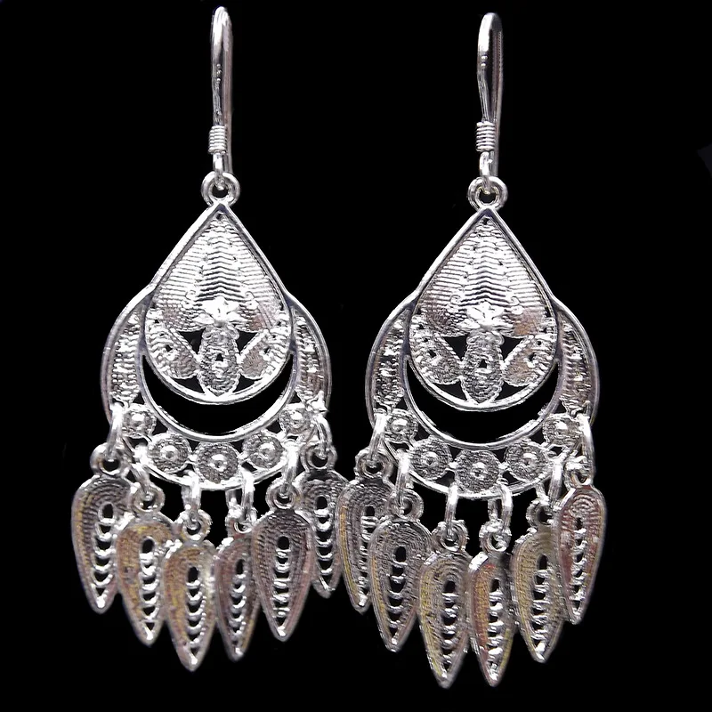 Женские серебряные серьги LosoDo в этническом стиле с рассадой павлина европейские