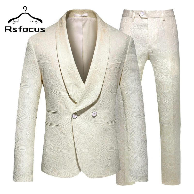 

Rsfocus мужские небесно-голубые бежевые двубортные костюмы с шалью и лацканами Свадебный костюм для жениха высококачественные сценические ко...