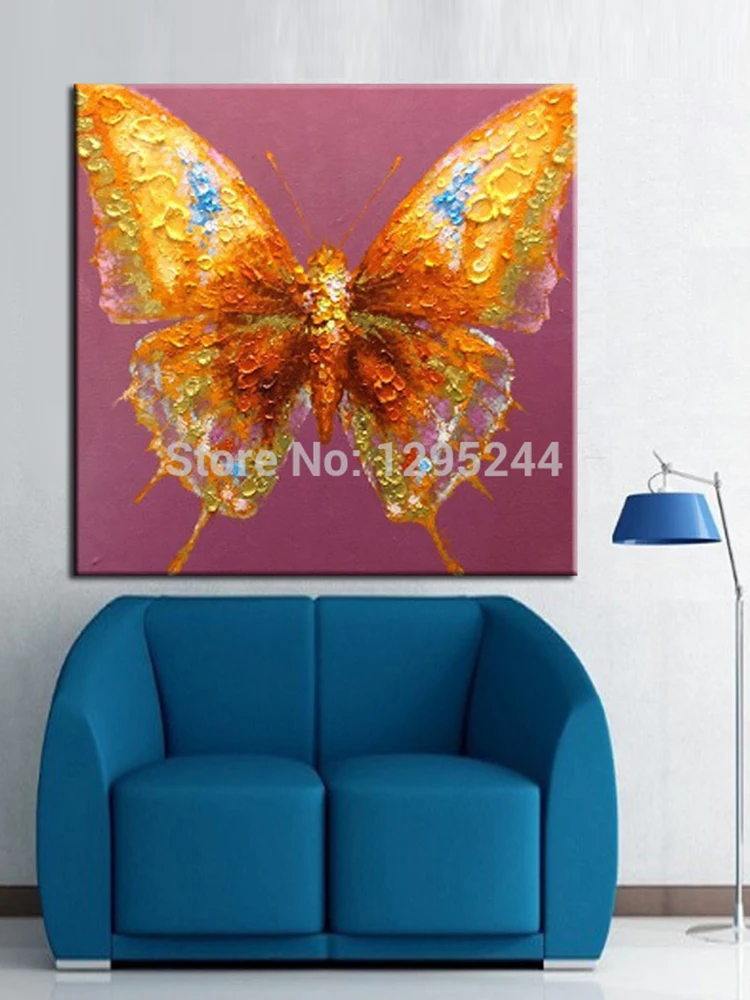 Картина маслом с животными Красивая Золотая Бабочка ручная работа картинки для