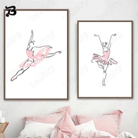 canvas painting little girl dancing ballet pink skirt girls simple wall art posters and prints wall pictures for kids room decor