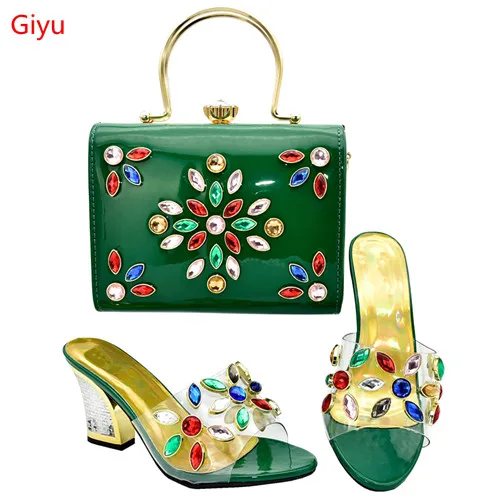 

doershow nice green shoes and bag matching set italy 2019 designs for african shoes and bags wedding party free shipping HMS1-4