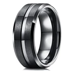 Модное мужское кольцо 8 мм с черной канавкой со скошенной кромкой черное вольфрамовое Обручальное Кольцо мужское обручальное кольцо из нержавеющей стали Бесплатная доставка