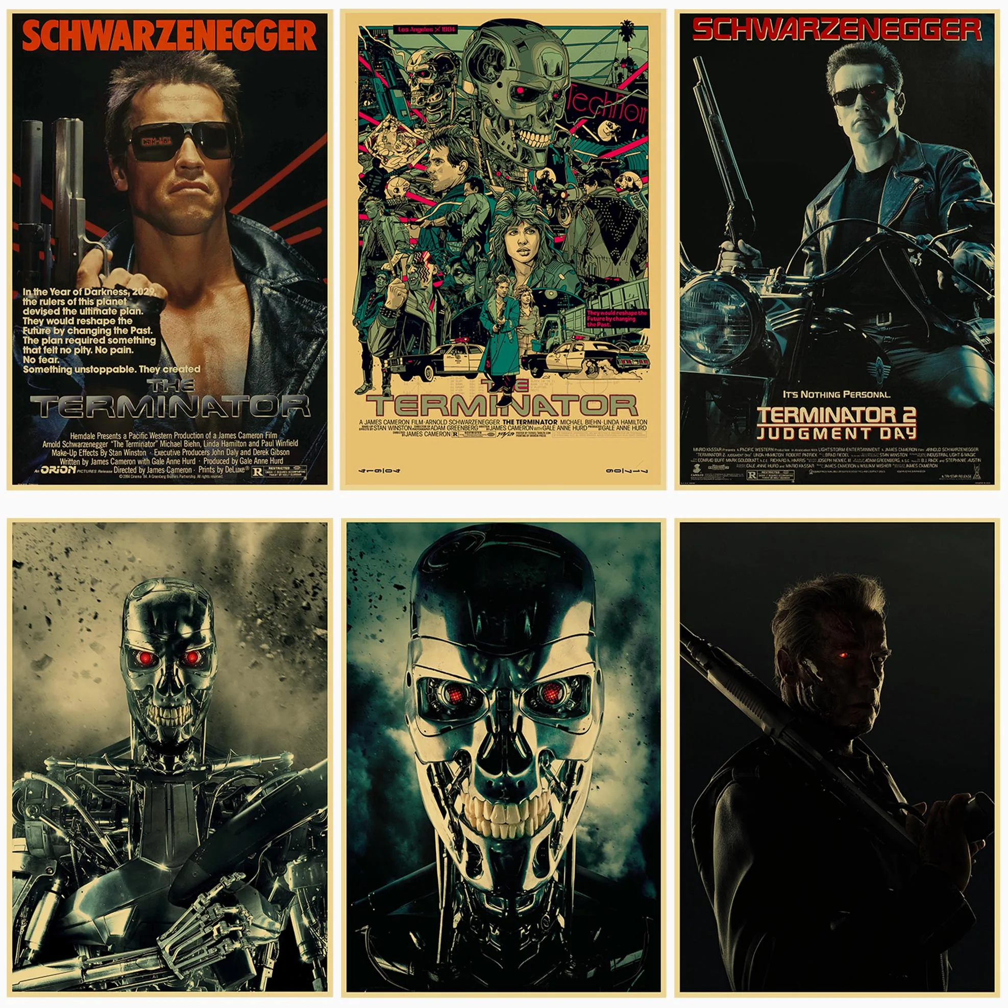 

American science fiction thriller action retro movie poster The Terminator family wall art decoration bar cafe wall sticker A407