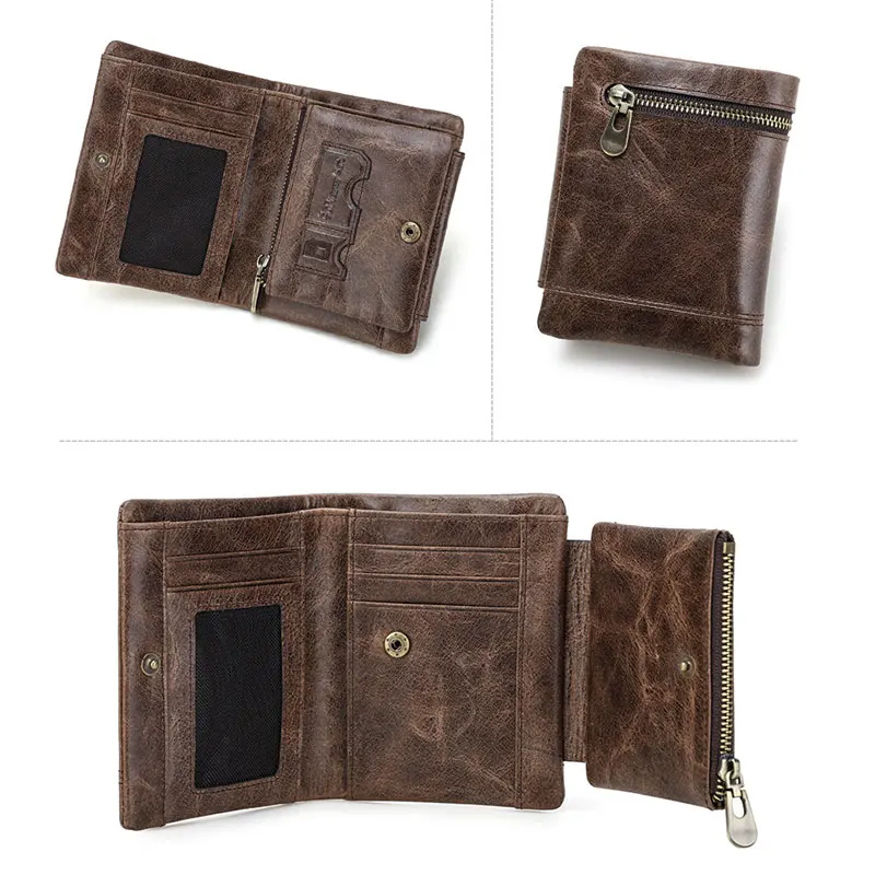 

Men's Trifold Leather Wallet with RFID Blocking Smart Design Mutifunctional Travel Wallet K2
