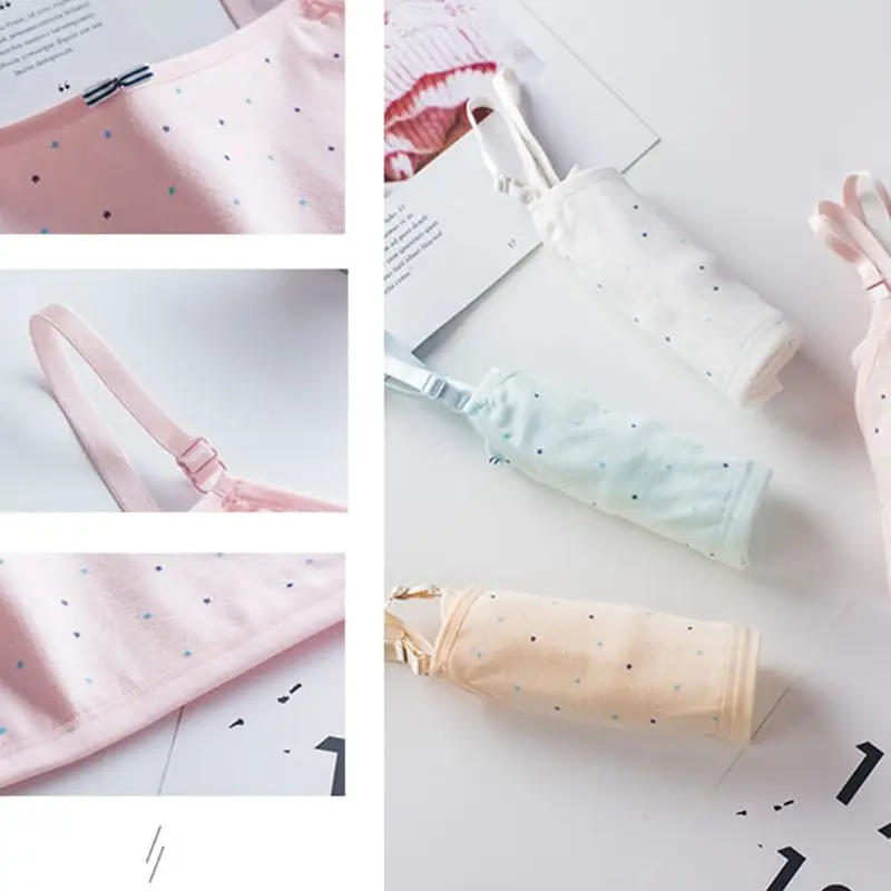 

Puberty Girl Candy Color Sport Training Bra Underwear Cute Little Star Print Wireless Bralette Adjusted Straps Cotton Vest 8-16T