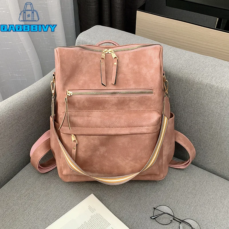 

New Fashion Women Vintage Backpack PU Leather Large Capacity Backpacks Back Pack Girls Youth School Travel Bag Shoulder Bags