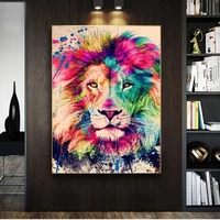 colourful lion canvas paintings wall art picture oil paintings posters and animals print posters for living room home decoration