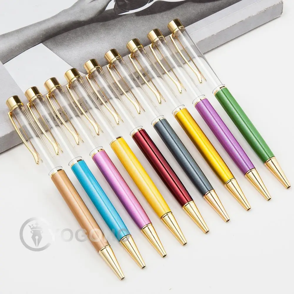 Hot sale promotional ball pen with liquid creative DIY floater pen colorful ballpoint pen support OEM logo