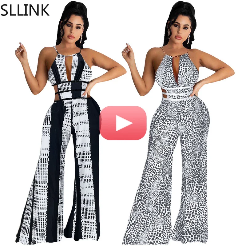 

Европейская и американская мода женский черный и белый полосатый черный и белый сочетающийся сексуальный комбинезон