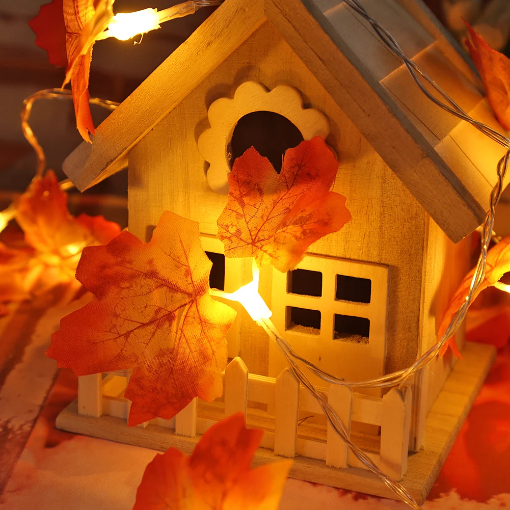 

Fairy LED String Lights House Decoration Battery 2m 10LED Maple Leaf Operated Hanging Cage Lampshade Ceiling Light