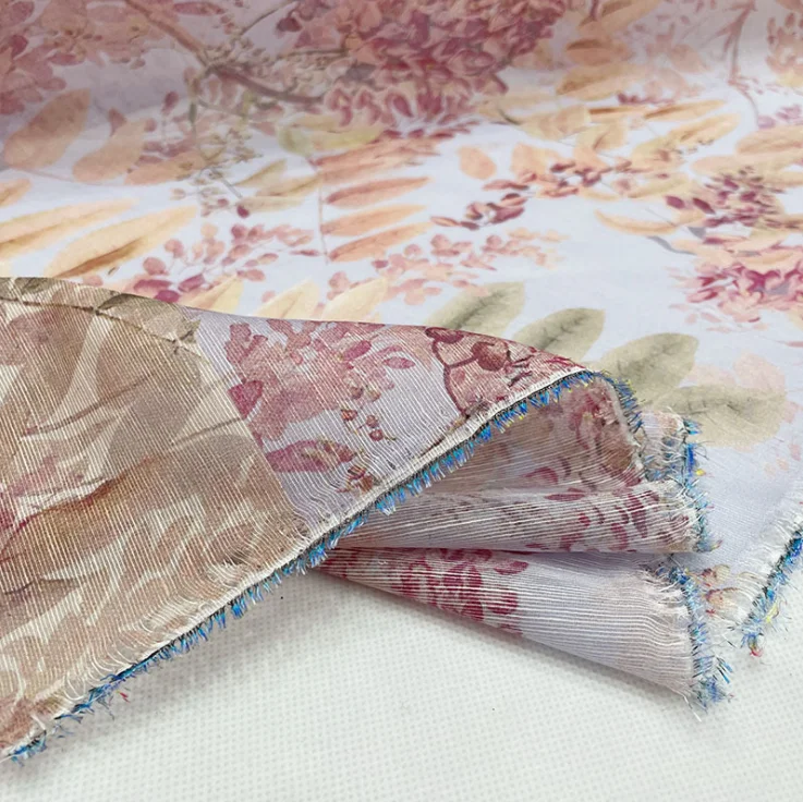 

135x200cm Fashion French Romantic Flowers Printed Silk Linen Fabric For Woman Summer Dress Blouse Pants DIY Cloth Sewing