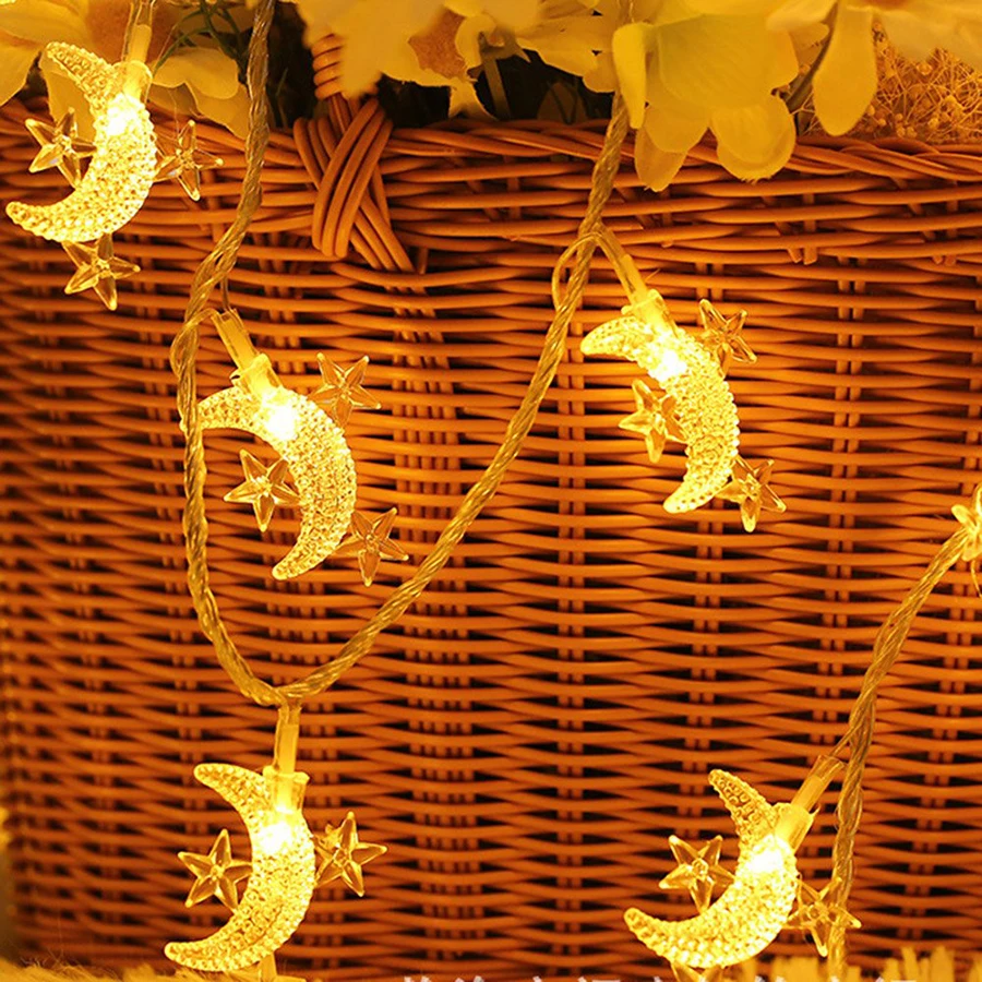 

10/20/30/40 LED Star Moon Fairy String Lights Battery Operated Christmas Garland Wedding Party Birthday decoration twinkle Light