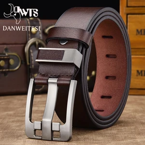 Imported [DWTS]Men Belt Male High Quality Leather Belt Men Male Genuine Leather Strap Luxury Pin Buckle Fancy