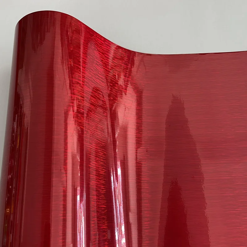 

Premium Glossy Red Brushed Chrome Vinyl Wrap DIY Motorbike Scooter Car Wrapping Sticker with Air Release